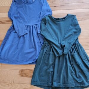 Primary Long Sleeve Dresses in Blue and Green